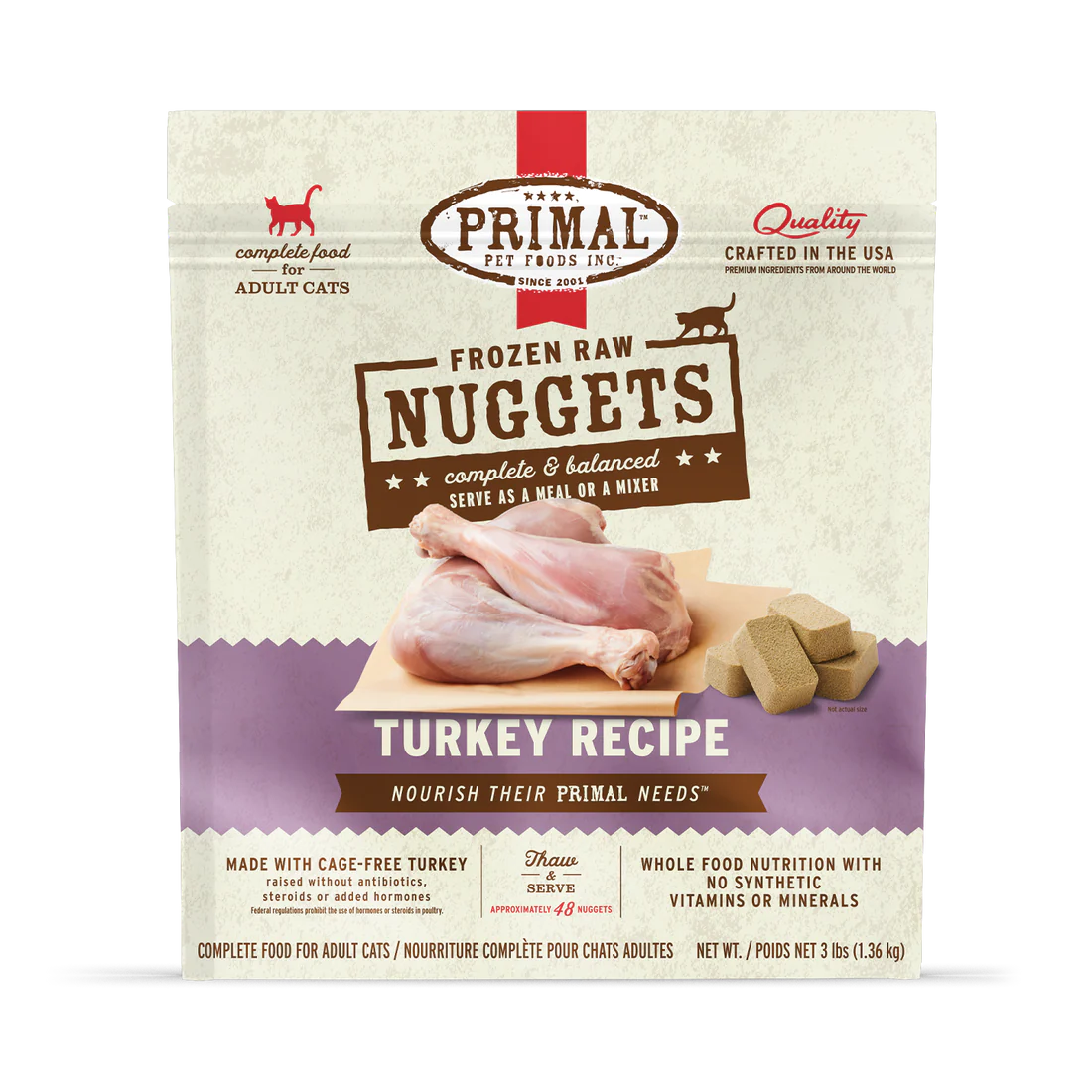 Primal Frozen Raw Nuggets Turkey Formula Cat Food
