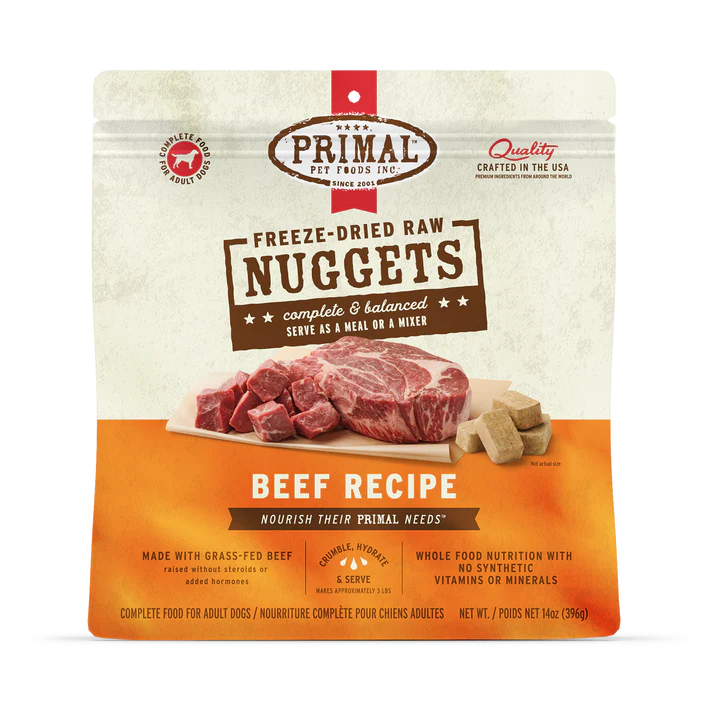 프라이멀 동결 건조 개 사료 너겟 비프 포뮬러