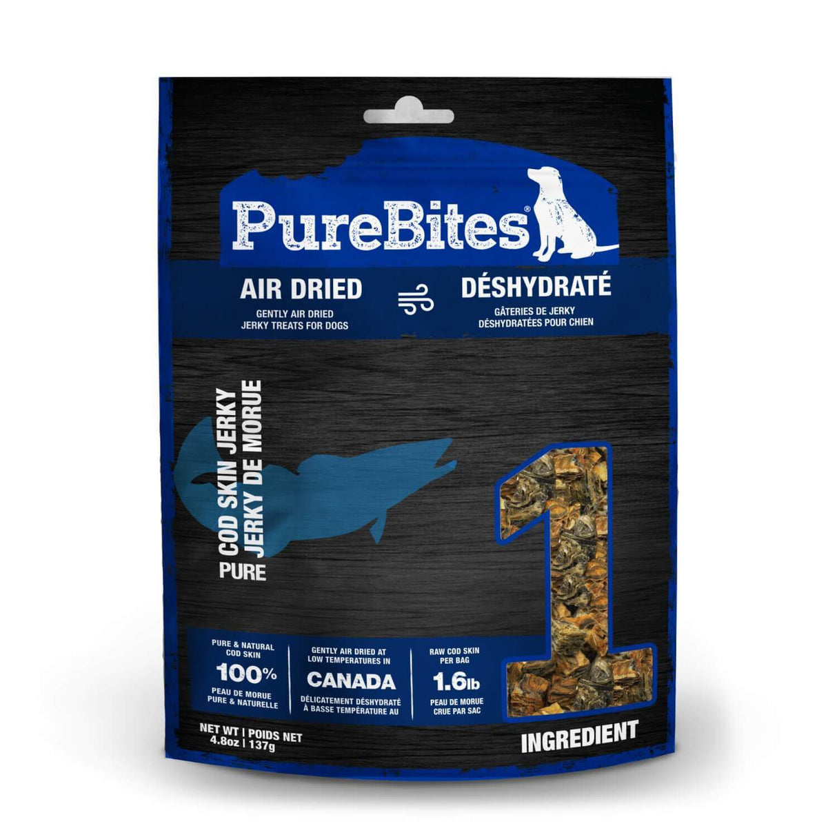 PureBites Dog Gently Air Cod Skin Jerky 4.8oz