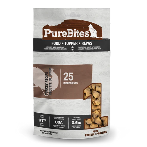 PureBites Freeze Dried Turkey Cat Food Topper (2.8oz Bag)