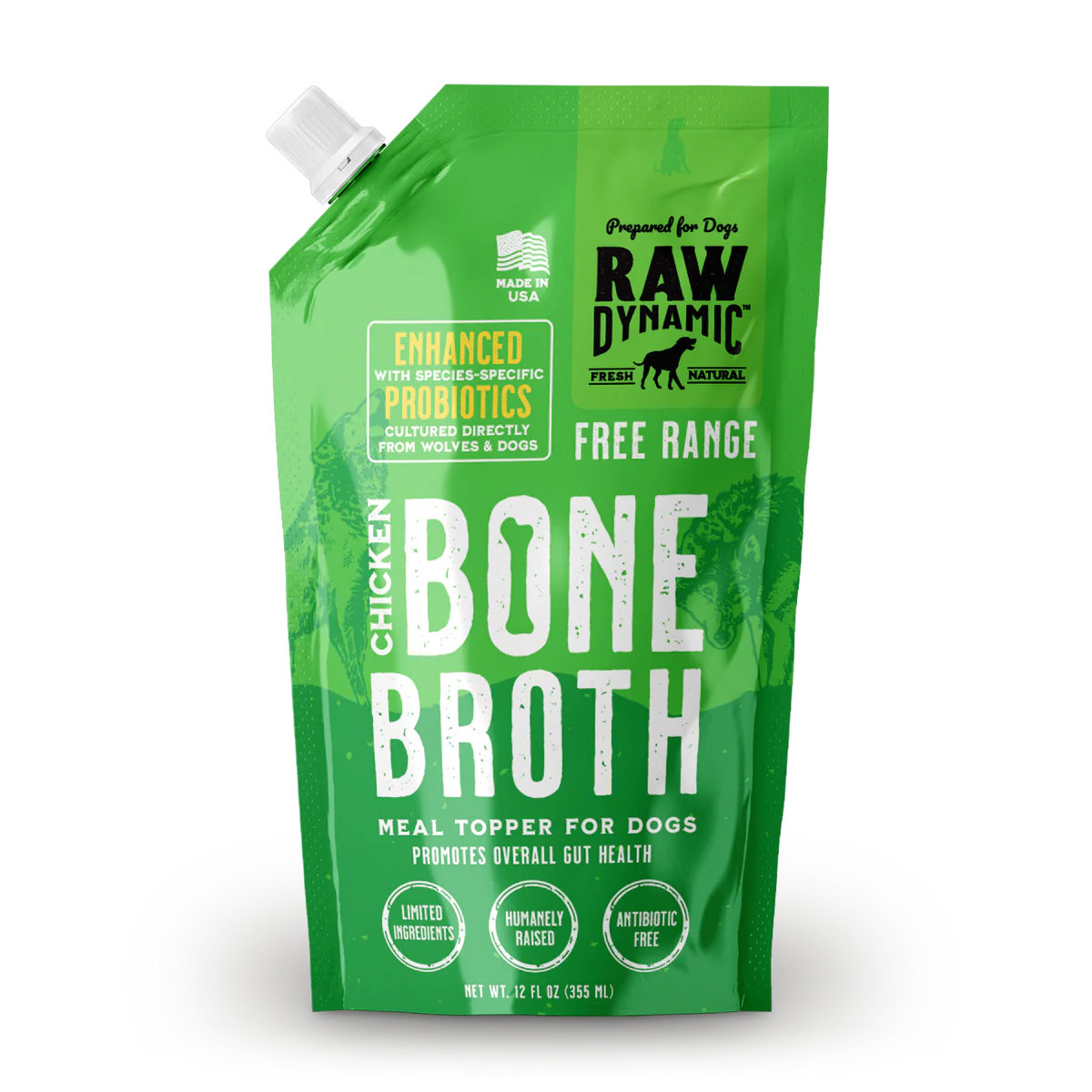 Raw Dynamic Dog Frozen Bone Broth Chicken 12oz