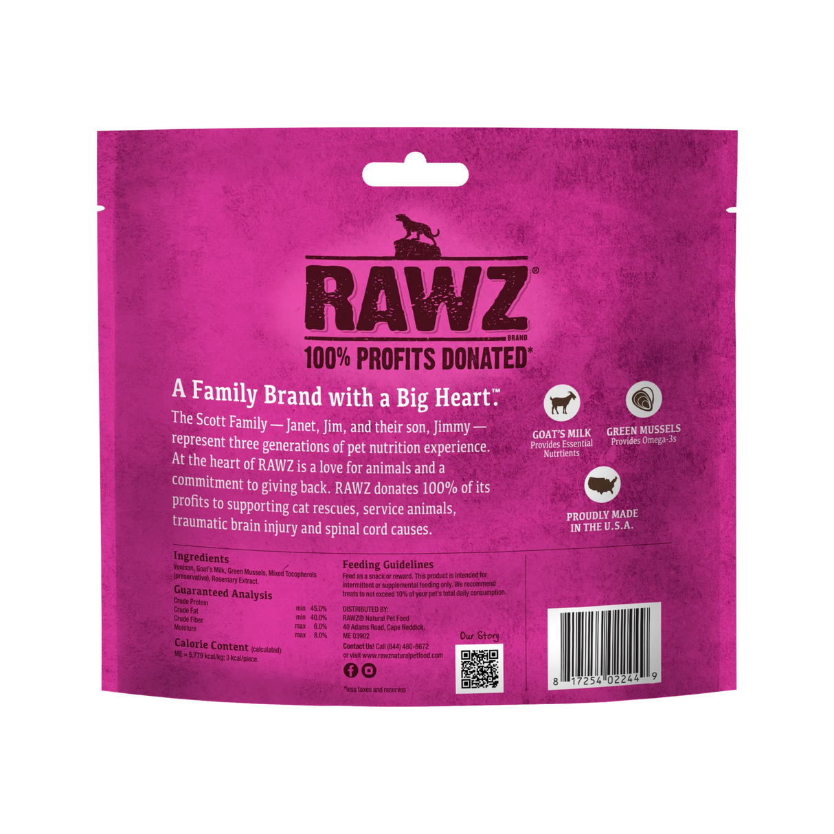Rawz Cat Treat Freeze Dried Venison Goat's Milk & Green Mussels 1oz