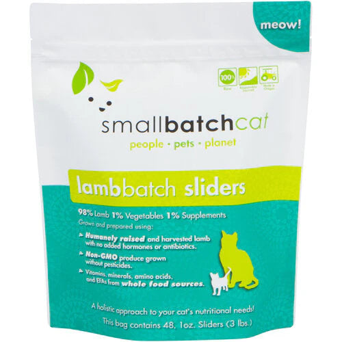 SmallBatch LambBatch Sliders Raw Frozen Cat Food (3lb Bag)