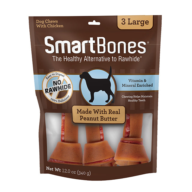 SmartBones Dog Chews Peanut Butter Large 3 count