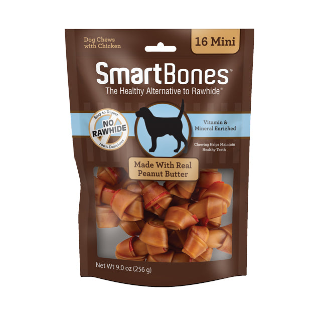 SmartBones Dog Chews Peanut Butter Mini 16 count