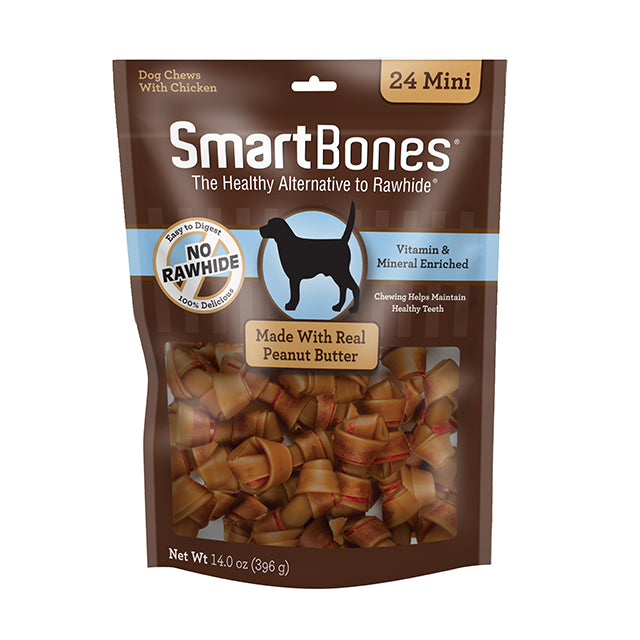 SmartBones Dog Chews Peanut Butter Mini 24 count