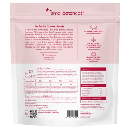 SmallBatch Cat Frozen Food Perfectly Cooked Beef 2lb