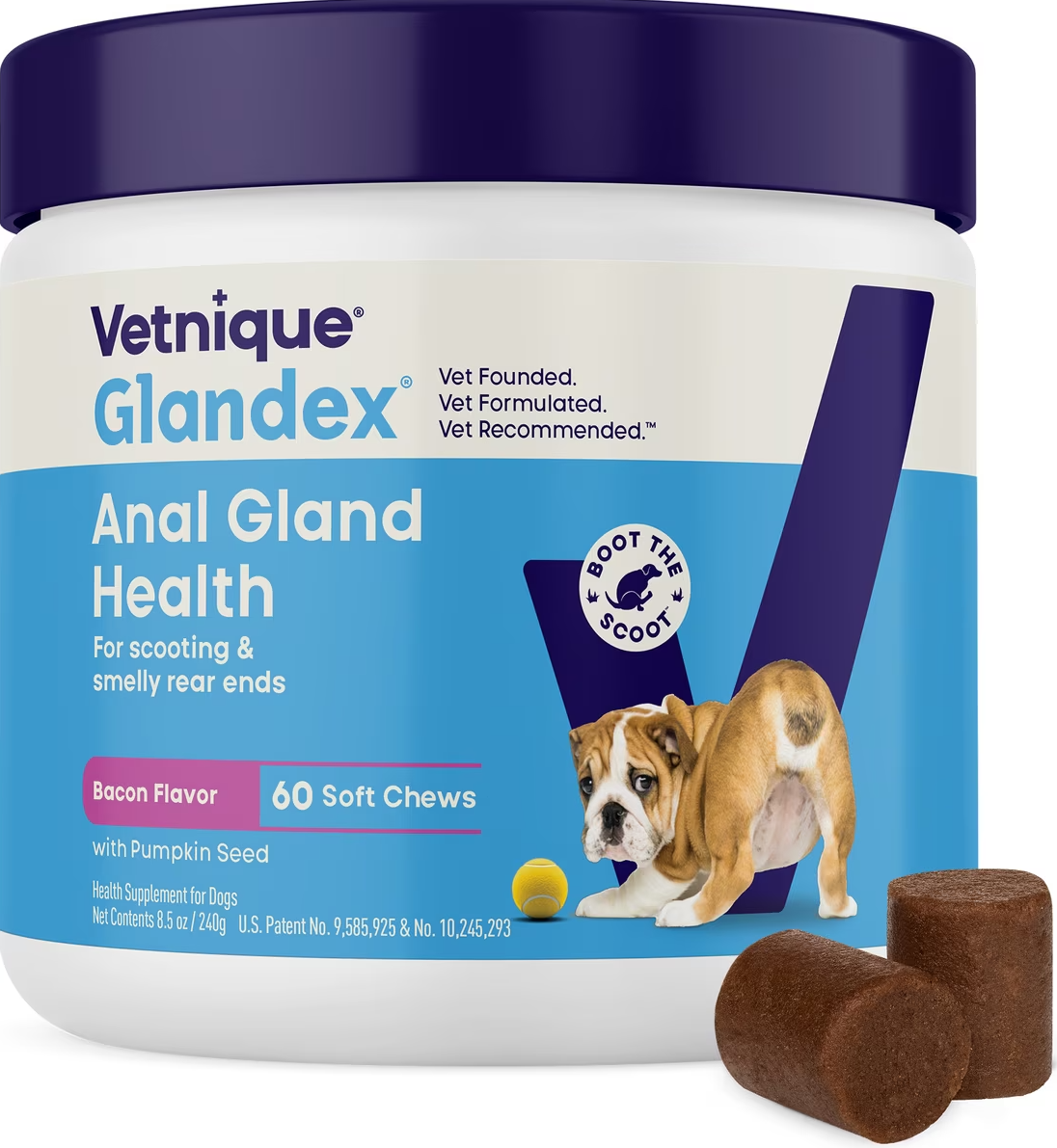 Vetnique Glandex Anal Gland Soft Chew Pork Liver Flavored Supplement for Dogs (60 Chews)