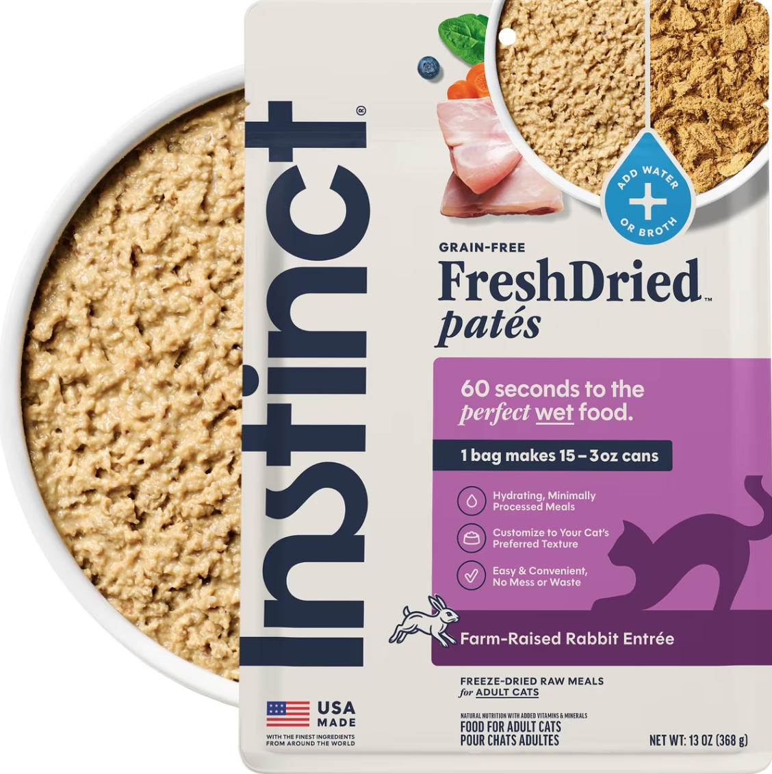 Instinct Fresh Dried Pates Grain Free Rabbit Cat Food (13oz bag)