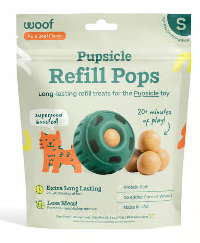 Woof Dog Cachorros de carne de res y mantequilla de maní, tamaño pequeño, 6 oz
