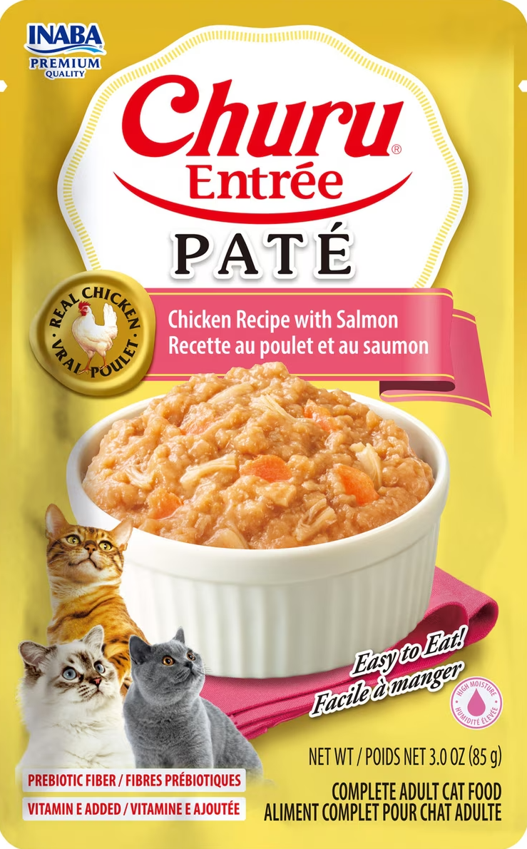 Inaba Churu Entree Chicken With Salmon Pate Wet Cat Food (3oz pouch)