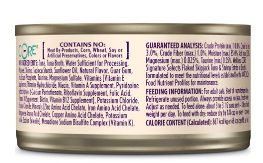 Wellness Cat CORE Signature Selects Skipjack Tuna & Shrimp Entree in Broth 5.3oz
