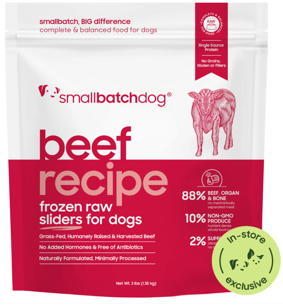 SmallBatch Raw Beef Sliders Frozen Dog Food