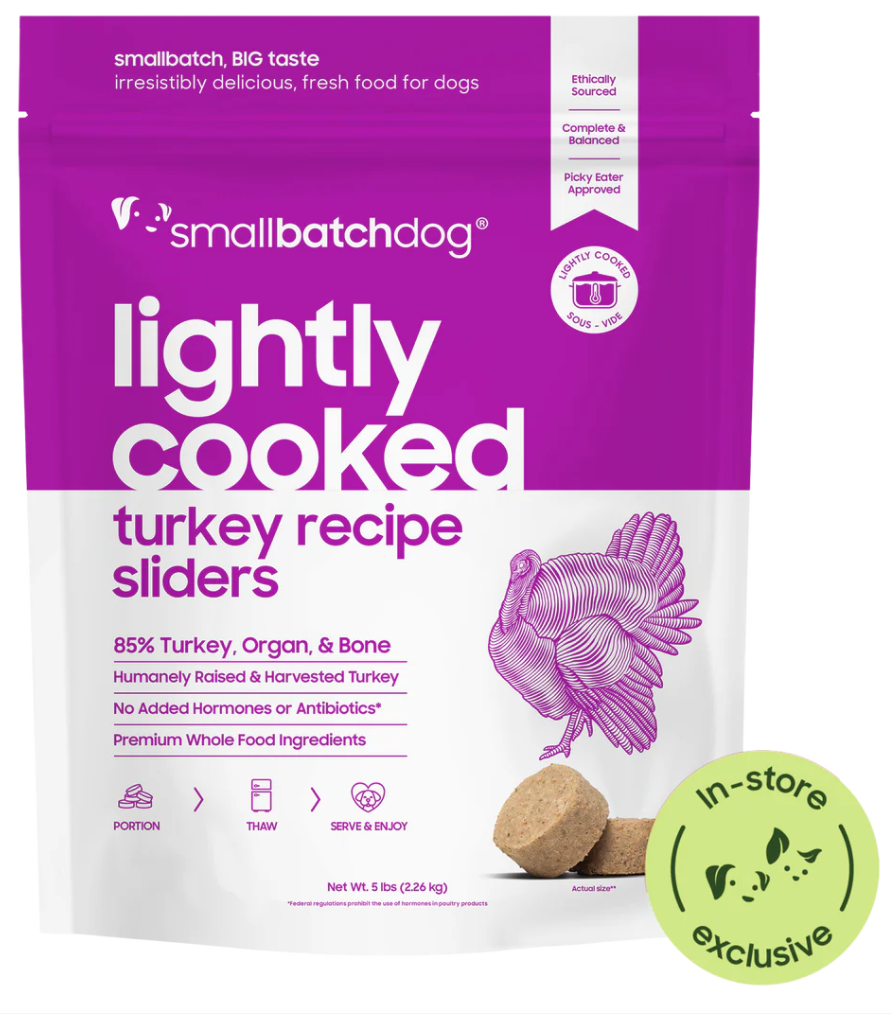 SmallBatch Lightly Cooked Turkey Sliders Frozen Dog Food