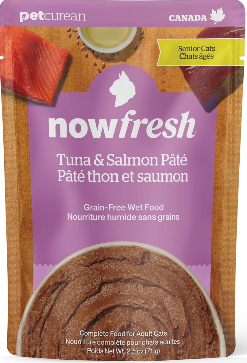 Now Fresh Grain-Free Tuna & Salmon Pate Senior Cat Wet Food (2.5oz pouch)