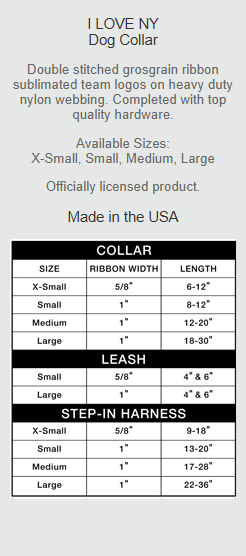 All Star Dogs I love New York Dog Collar (Small 8''-14'')