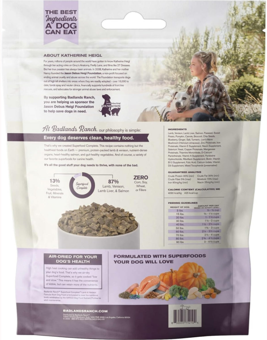 Ранчо Badlands D Высушенное воздух суперпродукт Полный ягненка/оленина 24 унции