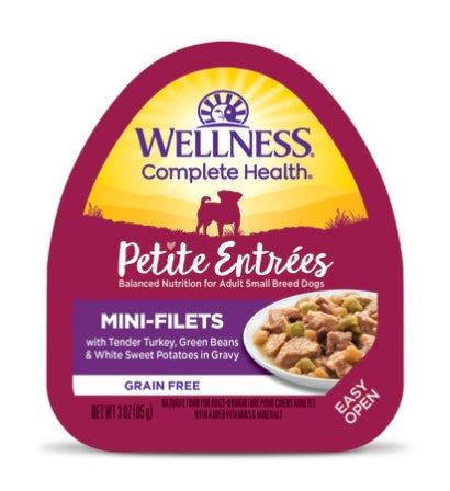 Wellness Dog Petite Entrées Mini Fillets Turkey, Green Beans & White Sweet Potatoes in Gravy 3oz