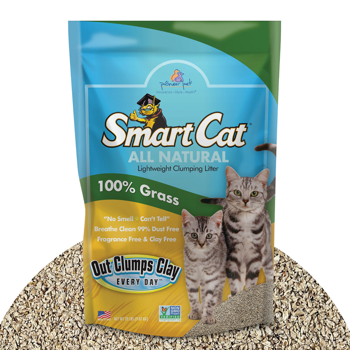 SmartCat All Natural 100% Grass Lightweight Clumping Cat Litter (20lb bag)