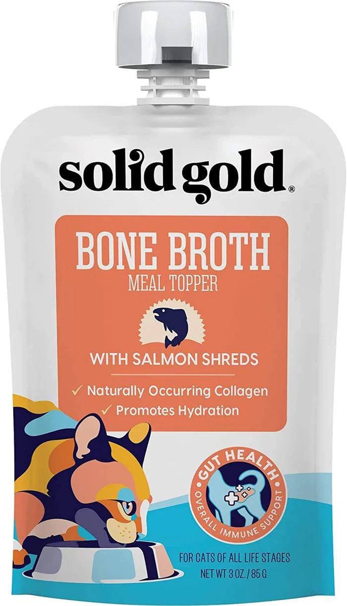 Solid Gold Cat Bone Broth Meal Topper Salmon Shreds 3oz
