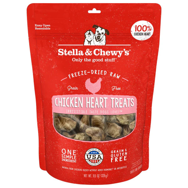 Stella & Chewy's Freeze-Dried Chicken Heart Dog Treats (11.5oz bag)