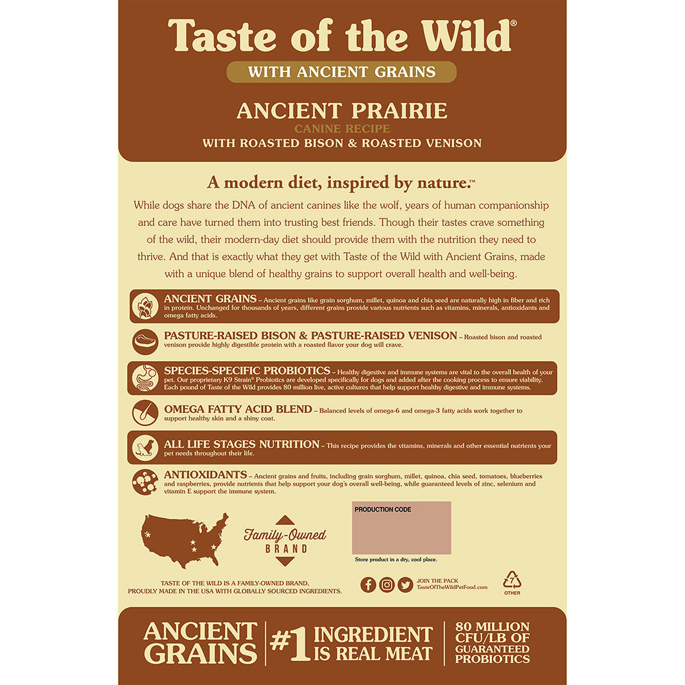 Taste of the Wild Ancient Prairie Canine Recipe with Bison & Venison Dry Dog Food (5lb Bag)