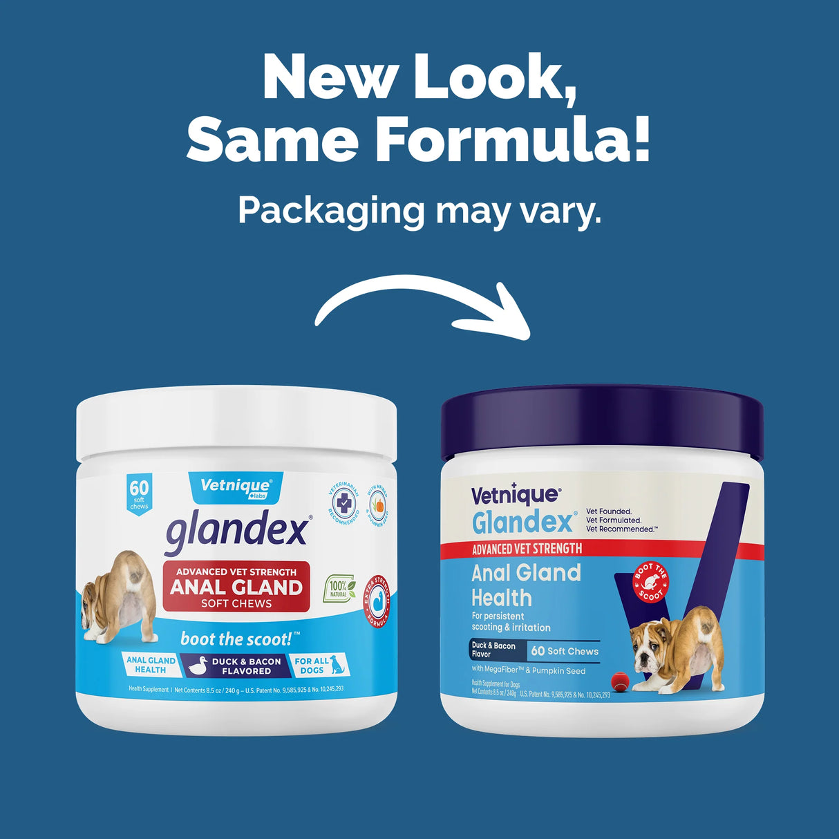Vetnique Glandex Advanced Vet Strength Anal Gland Health Duck & Bacon Supplement for Dogs (60 Chews)