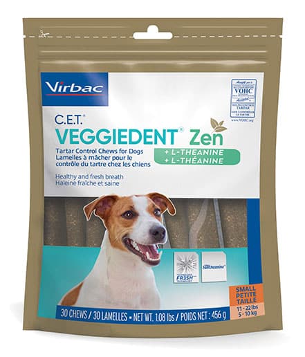 Virbac C.E.T. Veggiedent Zen L-Theanine Chews for Dogs (Small, 30 count)