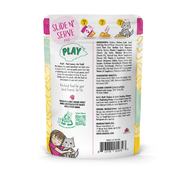 Weruva Cat Food Pouch B.F.F. Play Pate Chicken & Duck Destiny 3oz