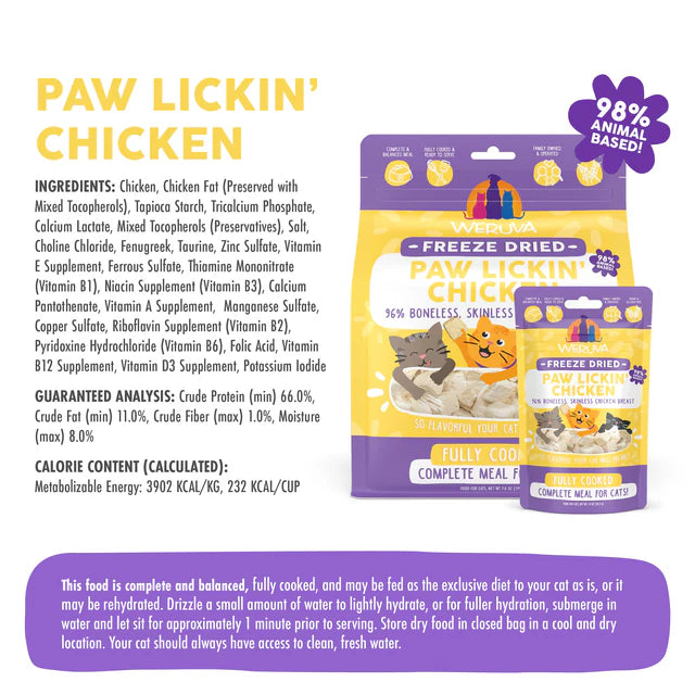 Weruva Freeze-Dried Paw Lickin' Chicken Cooked Cat Food (7oz bag)