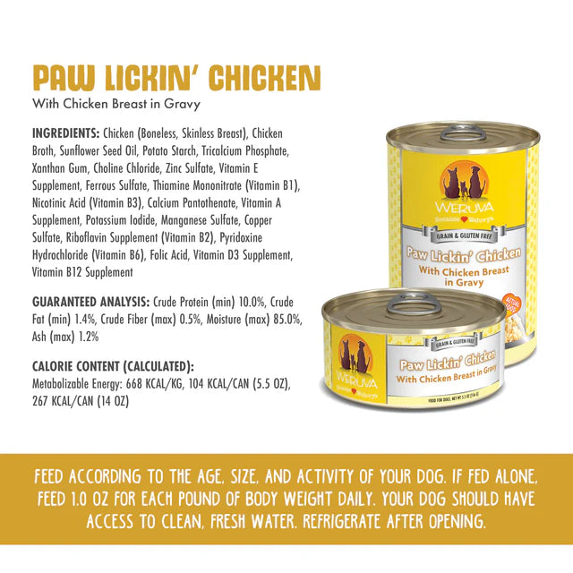 Pollo Weruva D Classic para chuparse las patas en salsa, 5,5 oz