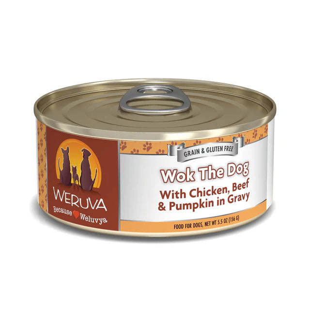 Weruva Dog Wet Food Classic Wok The Dog Chicken, Beef & Pumpkin in Gravy 5.5oz