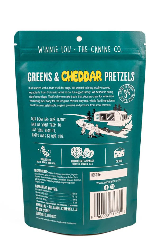 Pretzels con queso cheddar y verduras para perros Winnie Lou