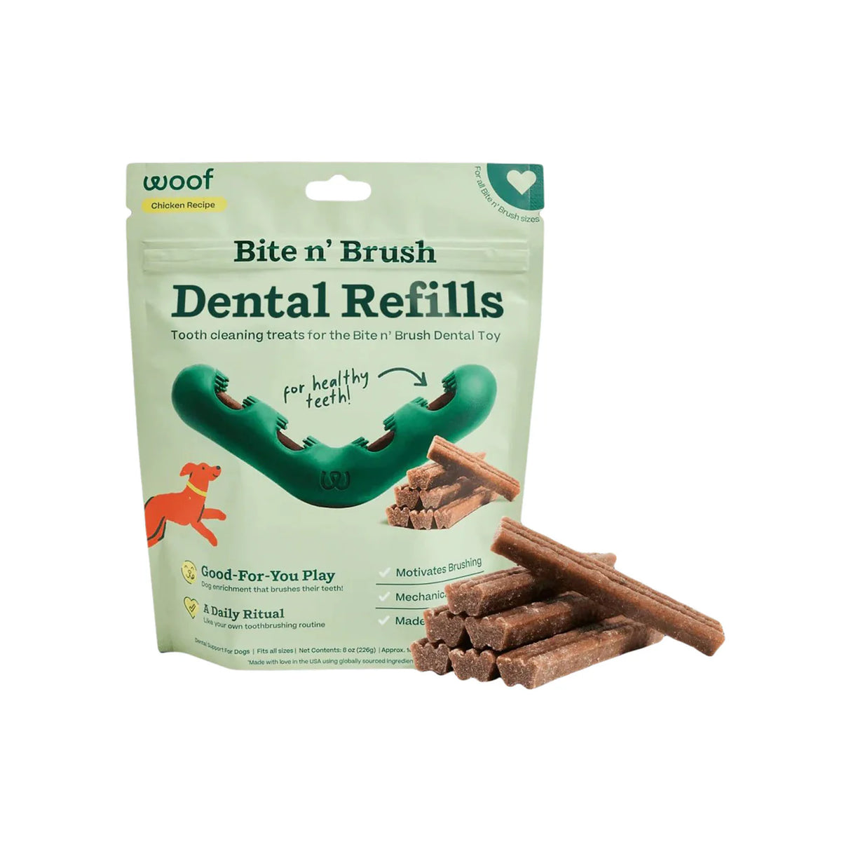 Woof Bite n' Brush Refills Beef Recipe Dog Dental Chews (18 Pack)