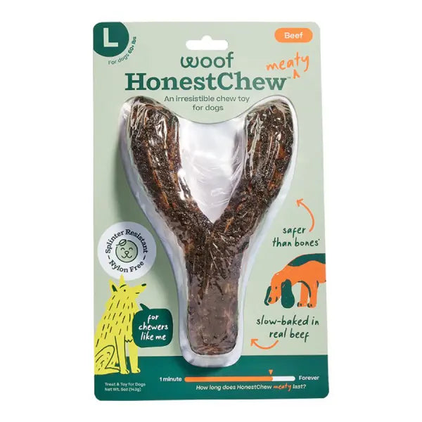 Woof Dog Honest chew Meaty Ywagwt Beef Recipe for Dogs (Large)