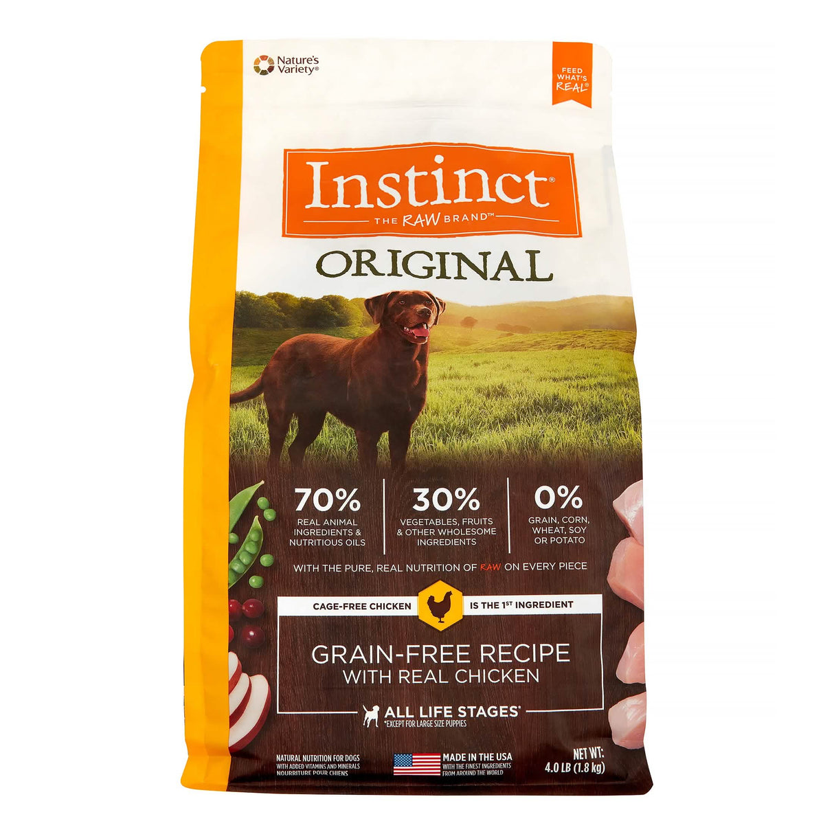 Instinct Pet Food Dog Grain Free Original Real Chicken Recipe - 4 Lb. Size