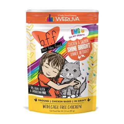 Weruva BFF OMG! Shine Bright Cat Chicken & Salmon in Gravy, 2.8 Oz. Pack