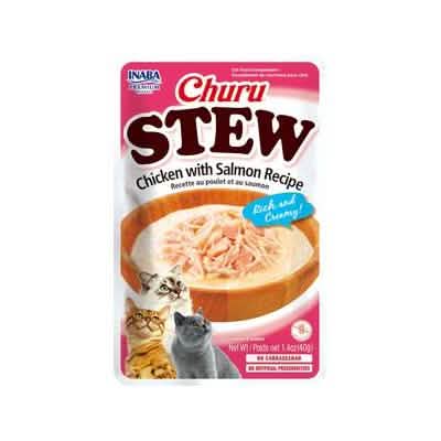 Inaba Cat Churu Stew Chicken with Salmon Flavor, 1.4oz Pack - INABA Brand
