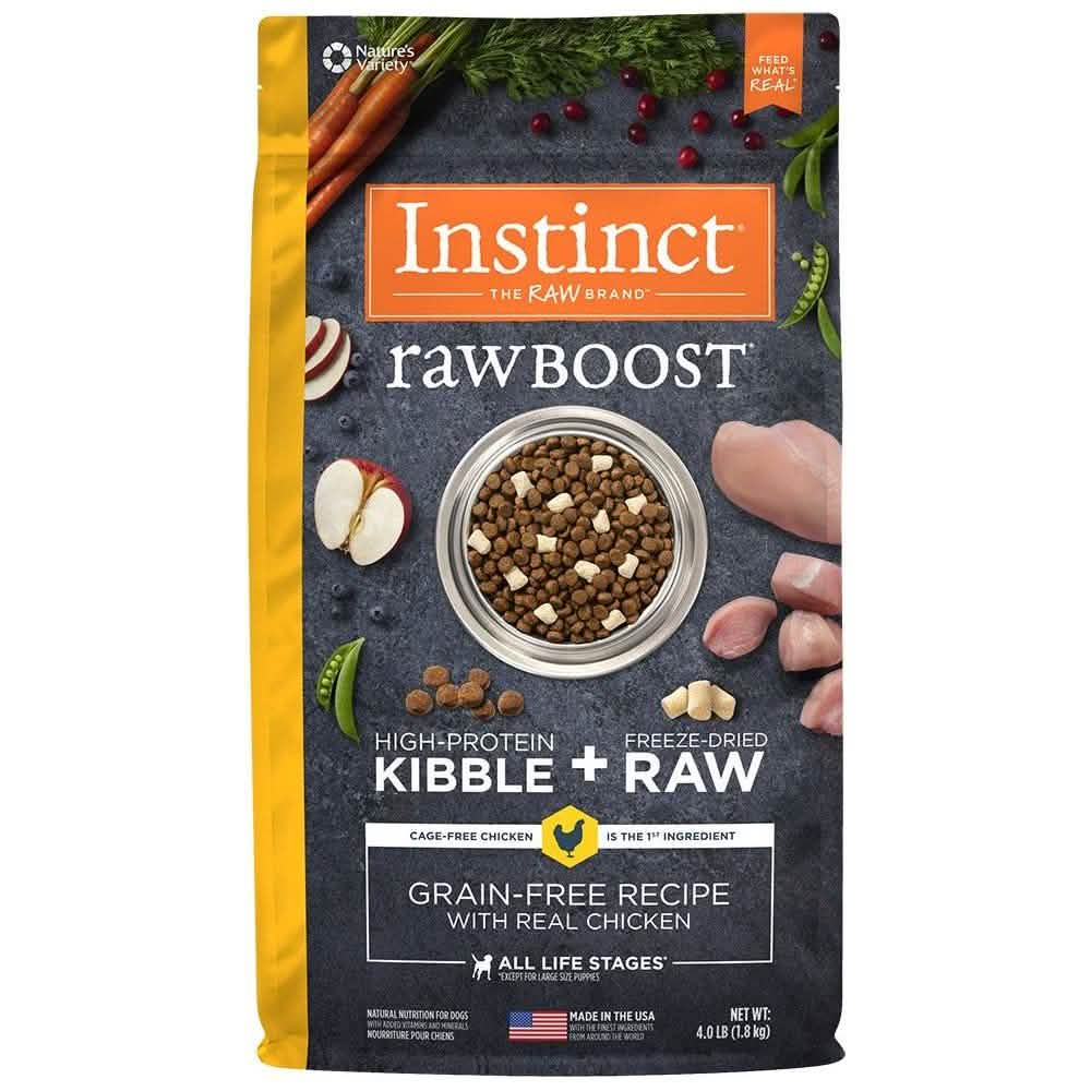 Instinct Pet Food Grain Free Raw Boost Real Chicken Recipe Dry Dog Food, 4Lbs