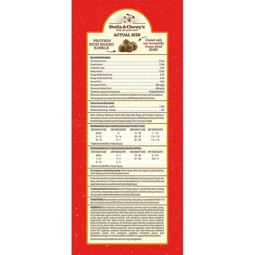 Stella & Chewy's Dry Dog Food Raw Coated Kibble Wholesome Grains Small Breed Beef Recipe