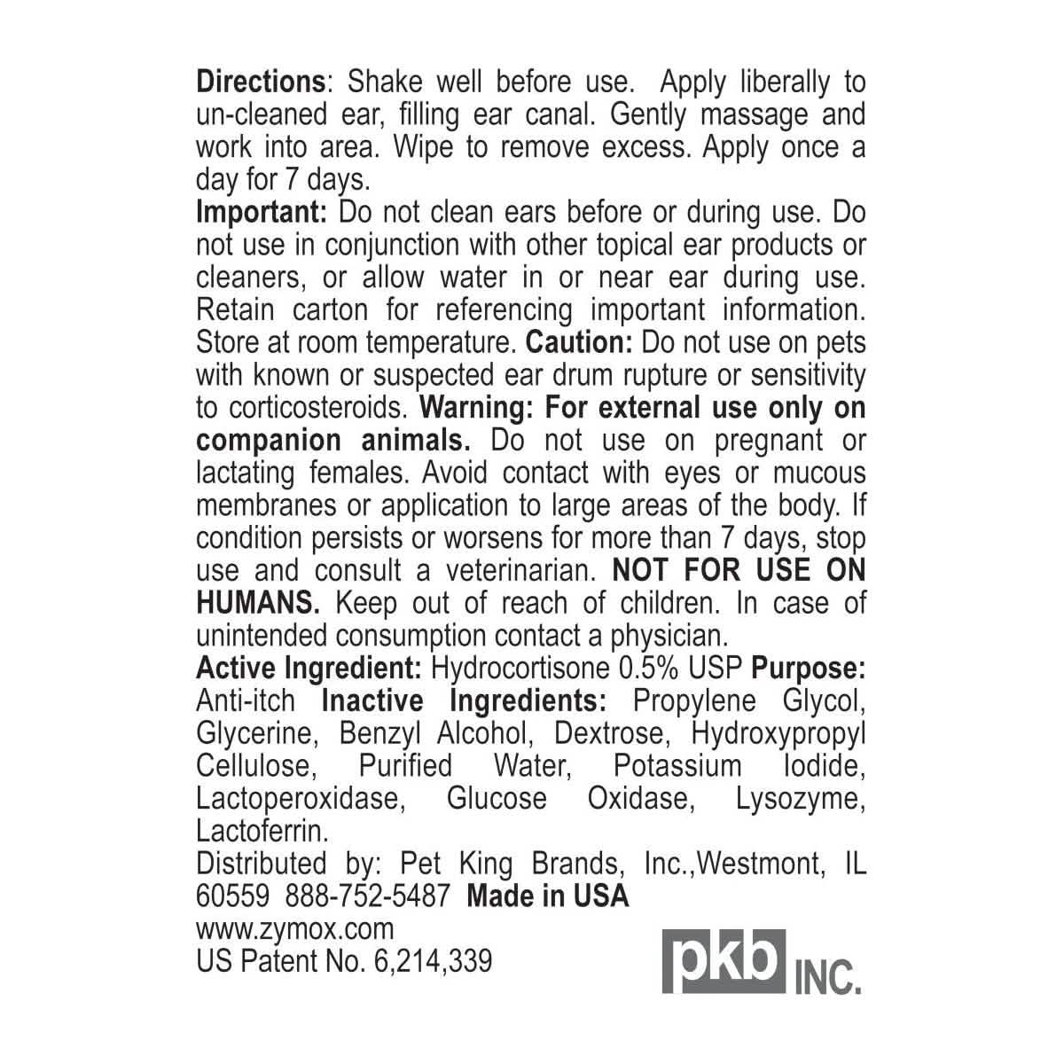 Zymox Ear Solution with Hydrocortisone for Dogs & Cats