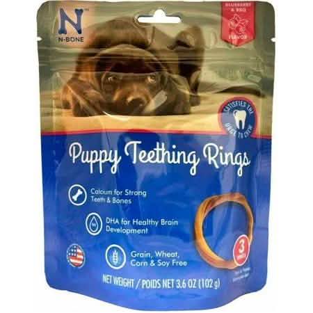 N-BONE PUPPY TEETHING RING Blueberry BBQ 3pk