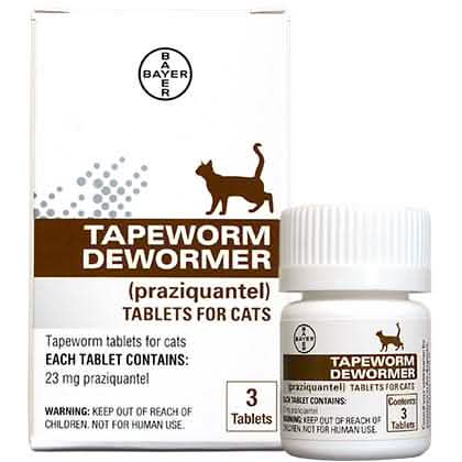 Bayer Cat Tapeworm Dewormer - 3 Count Pack of Praziquantel Tablets for Cats