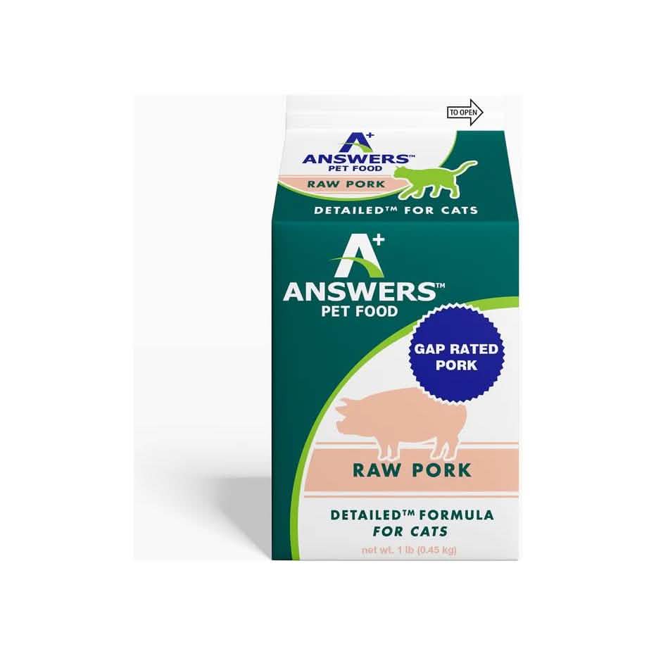 Answers Raw Frozen Cat Food Detailed Pork Formula for Cats