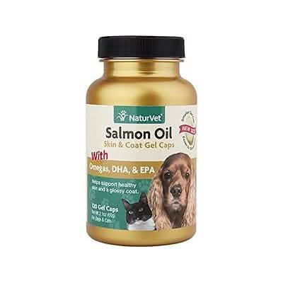 Naturvet Salmon Oil Gel Caps for Cats and Dogs, 120 Count Pack