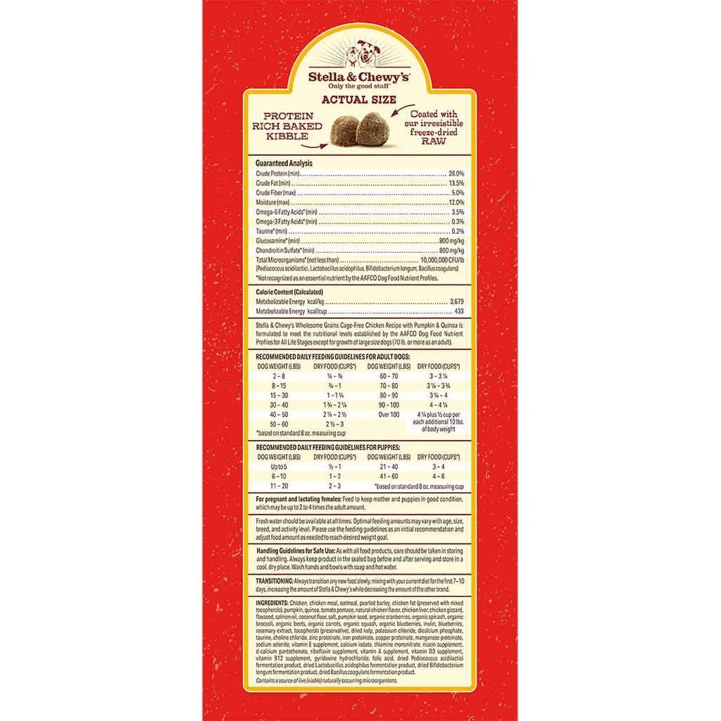 Stella & Chewy's Dry Dog Food Raw Coated Kibble Wholesome Grains Chicken Recipe