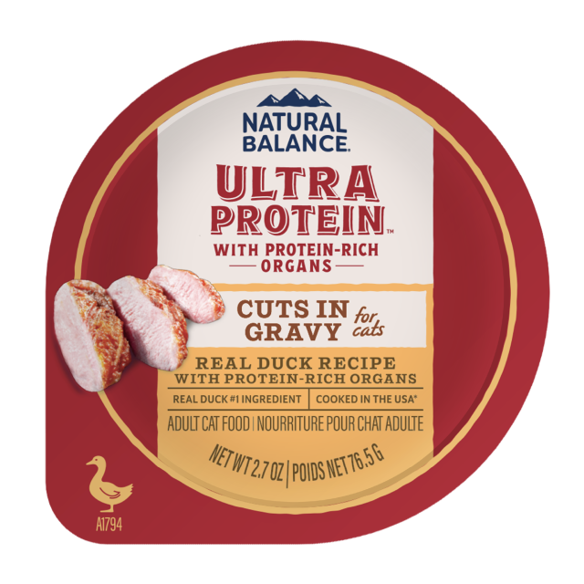 Natural Balance Wet Cat Food Ultra Protein Real Duck Recipe With Protein-Rich Organs Cuts in Gravy 2.7oz