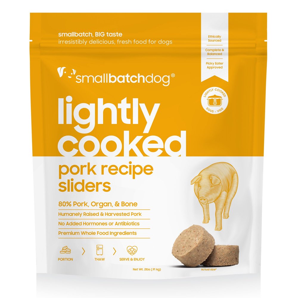 SmallBatch Frozen Cooked Dog Food Pork Recipe Sliders 2lb