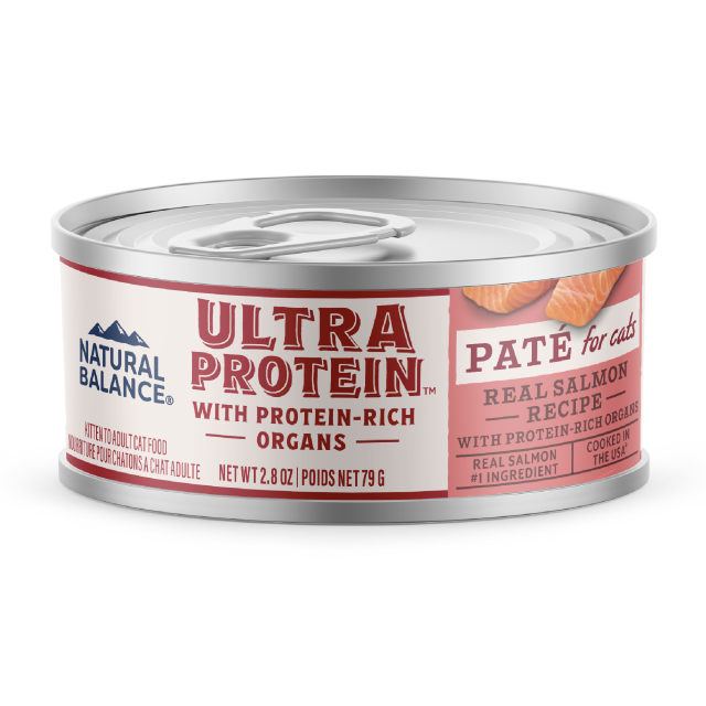 Natural Balance Wet Cat Food Ultra Protein Real Salmon with Protein-Rich Organs Pate Recipe 2.8oz