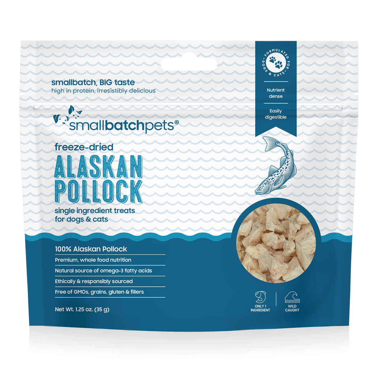 Small Batch Dog/Cat Treat Freeze Dried Pollock 1.25oz